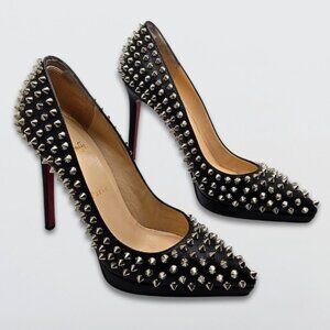 Christian Louboutin Pigalle Spikes Pumps Leather Studs Follies Black 39